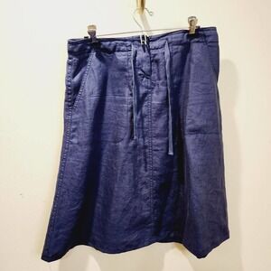 L.L. Bean Vintage Women's SZ 8 Blue Linen Classic Fit Straight Skirt